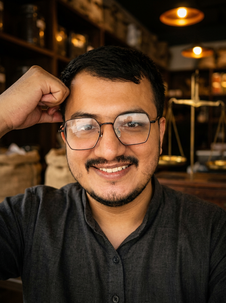 M. Arsalan — younger son of Muhammad Ismail, running Kenya Chai's online and digital side from the family tea shop in Jodia Bazar Karachi
