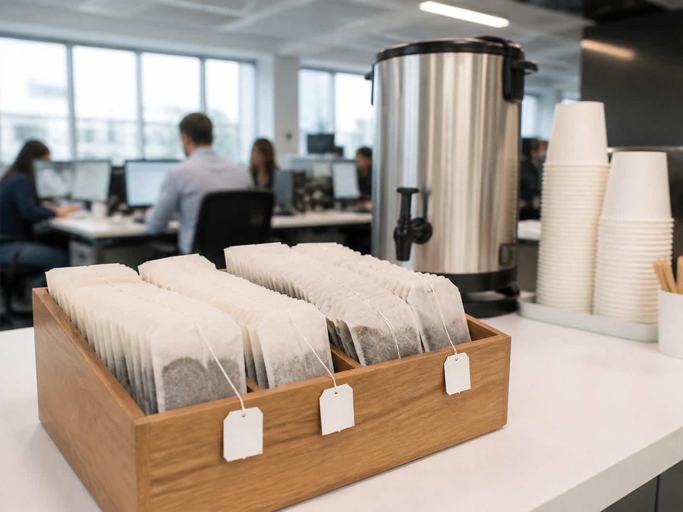 Individual tea bags for office pantries and factory canteens — quick, hygienic chai service for staff
